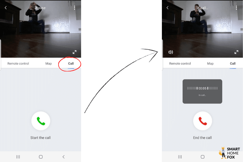 Ein Videotelefonat wird über die Roborock S7 MaxV App geführt